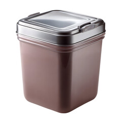 Square container with metallic lid isolated on transparent background for storage and product presentation