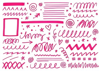 Pink Hand Drawn Doodle Design Elements.