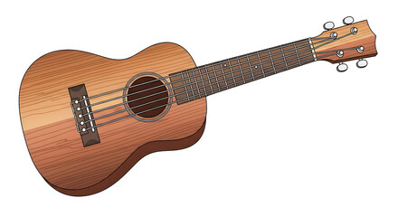 Ukulele Illustration on White Background Musical Instrument