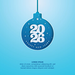 Happy new year 2026 with paper cut number design concept for calendar and banner