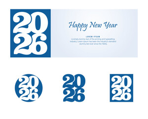 New Year 2026 logo set. Number of year designs. Design elements for greeting cards, invitations, calendars, etc. Vector illustration.