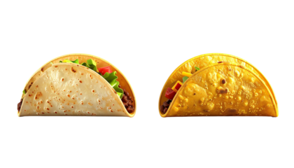 3D Gourmet Taco Collection Two Variations isolated on transparent background