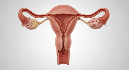 Anatomy of the female reproductive system with uterus ovaries and fallopian tubes