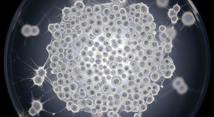 Microscopic View of Cellular Structures and Biological Growth Patterns