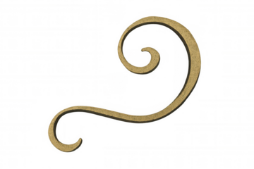 Golden scroll ornament spiral design element, elegant decorative flourish, abstract curved pattern, transparent background