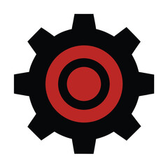 Vector art of black gear with red target symbol