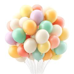 Colorful balloon bouquet with transparent background for celebrations