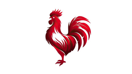 Red rooster silhouette isolated against a transparent background illustration