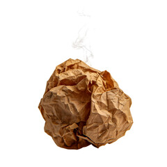 Obraz premium Crumpled paper sphere with abstract white and black shape on transparent background