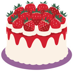 vector illustration of a cake with strawberry