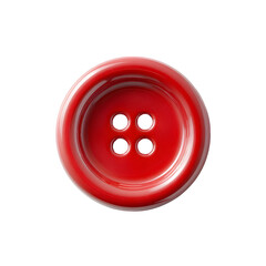 Fototapeta premium Shiny red button isolated on transparent background with four holes and a circular shape