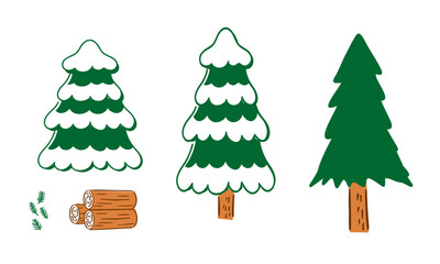 雪をかぶったもみの木,薪｜Snow-covered Fir Tree and Firewood