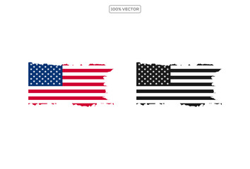 Grunge USA Flag. American flag brush paint texture. Distressed US symbol, United States flag Vector Illustration template