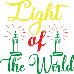 Light of the World Christian Christmas Typography T-Shirt Design