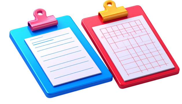 Professional 3D Clipboard Collection with Paper, Isolated on Transparent Background