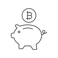 Bitcoin Piggy bank thinline icon , vector, pixel perfect, illustrator file 
