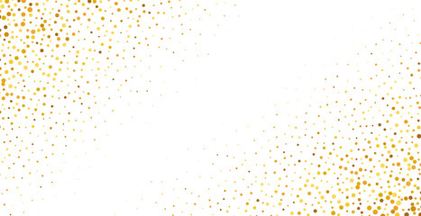 gold glitter round particles confetti. Luxury sparkling glitter dust falling isolated on transparent background. Falling magic glitter confetti, golden dust. Modern Design elements or decoration, PNG