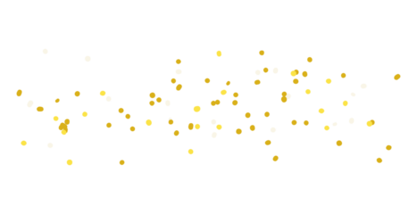 gold glitter round particles confetti. Luxury sparkling glitter dust falling isolated on transparent background. Falling magic glitter confetti, golden dust. Modern Design elements or decoration, PNG