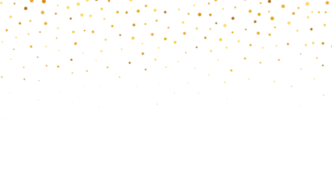 gold glitter round particles confetti. Luxury sparkling glitter dust falling isolated on transparent background. Falling magic glitter confetti, golden dust. Modern Design elements or decoration, PNG