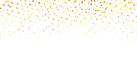 gold glitter round particles confetti. Luxury sparkling glitter dust falling isolated on transparent background. Falling magic glitter confetti, golden dust. Modern Design elements or decoration, PNG