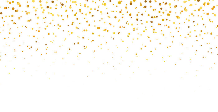 gold glitter round particles confetti. Luxury sparkling glitter dust falling isolated on transparent background. Falling magic glitter confetti, golden dust. Modern Design elements or decoration, PNG - Powered by Adobe
