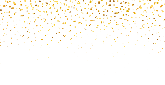 gold glitter round particles confetti. Luxury sparkling glitter dust falling isolated on transparent background. Falling magic glitter confetti, golden dust. Modern Design elements or decoration, PNG