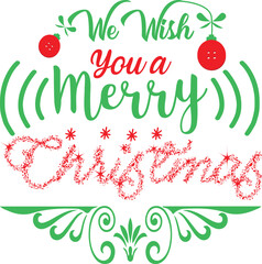 We Wish You a Merry Christmas Typography T-Shirt Design