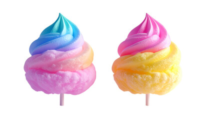 Colorful 3D Cotton Candy Collection, Isolated on Transparent Background