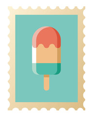 Vector art of delicious ice cream popsicle on a stamp, a sweet treat for a hot day