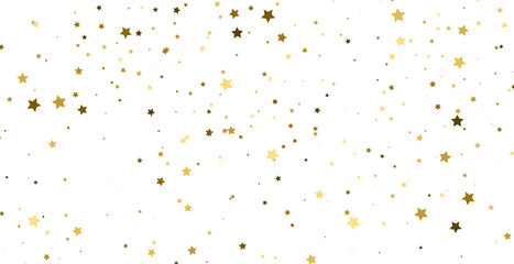 gold stars confetti, Falling magic glitter confetti, golden dust. Modern Design elements or decoration, PNG	