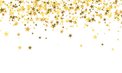gold stars confetti, Falling magic glitter confetti, golden dust. Modern Design elements or decoration, PNG	