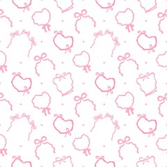 Cute Coquette pattern background Coquette bows ribbons crest wallpaper texture, Seamless Coquette Bow Crest Pattern, Pink Feminine Wallpaper Texture