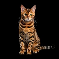 Bengal Cat Portrait, Focused Gaze, Studio Shot.