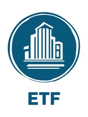 Institutional ETF Design: Blue Emblem of Modern Financial Architecture and Urban Skyline