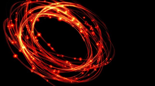 Abstract red light trails on a black background creating a dynamic and energetic visual effect