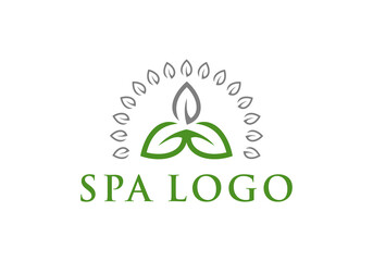 Abstract vector logo of flowers, leaves and spa