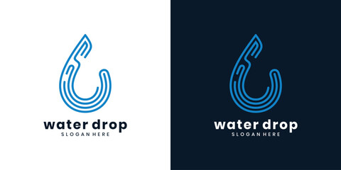Water drop logo design with abstract line art style