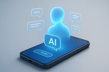 AI Artificial Intelligence technology virtual conversation assistant support mobile smart phone online application chatting with customer service automatic answering
