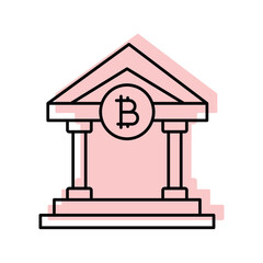 Crypto bank color shadow thinline icon , vector, pixel perfect, illustrator file 
