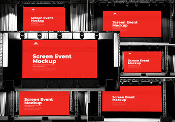 Multiple Large LED Screens Mockup for Stage, Concert, or Event Design