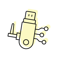 Pendrive  color shadow thinline icon , vector, pixel perfect, illustrator file  
