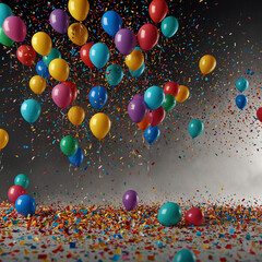 Colorful Balloons and Confetti Celebration Background