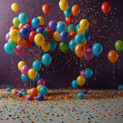 Colorful Balloons and Confetti Celebration Background