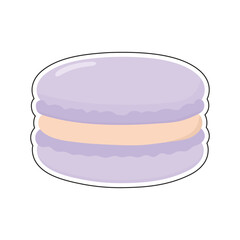 Cute Purple Macaron Illustration in Flat Cartoon Style Isolated on White Background