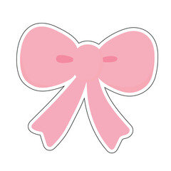Pink Bow Sticker with Soft Shading for Gifts, Fashion, Celebration, or Decorative Use