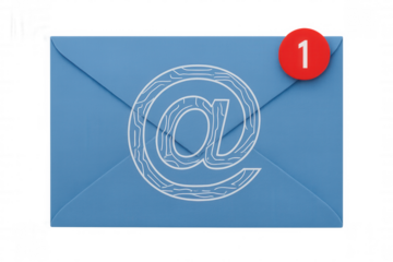 Email envelope with new message notification, unread inbox alert, digital communication symbol