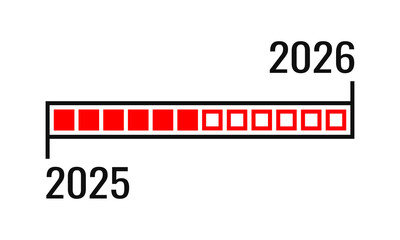 2025 to 2026 loading progress bar, white background vector illustration