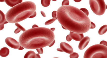 Red blood cells circulating isolated on a transparent background
