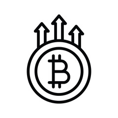 Growth Bitcoin line icon , vector, pixel perfect, illustrator file 

