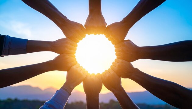 Abstract circular composition symbolizing partnership, soft gradient tones, teamwork and connection